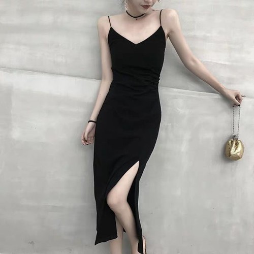 Váy đen hai dây ôm body tinh tế sang trọng  DN298  AloraShop21
